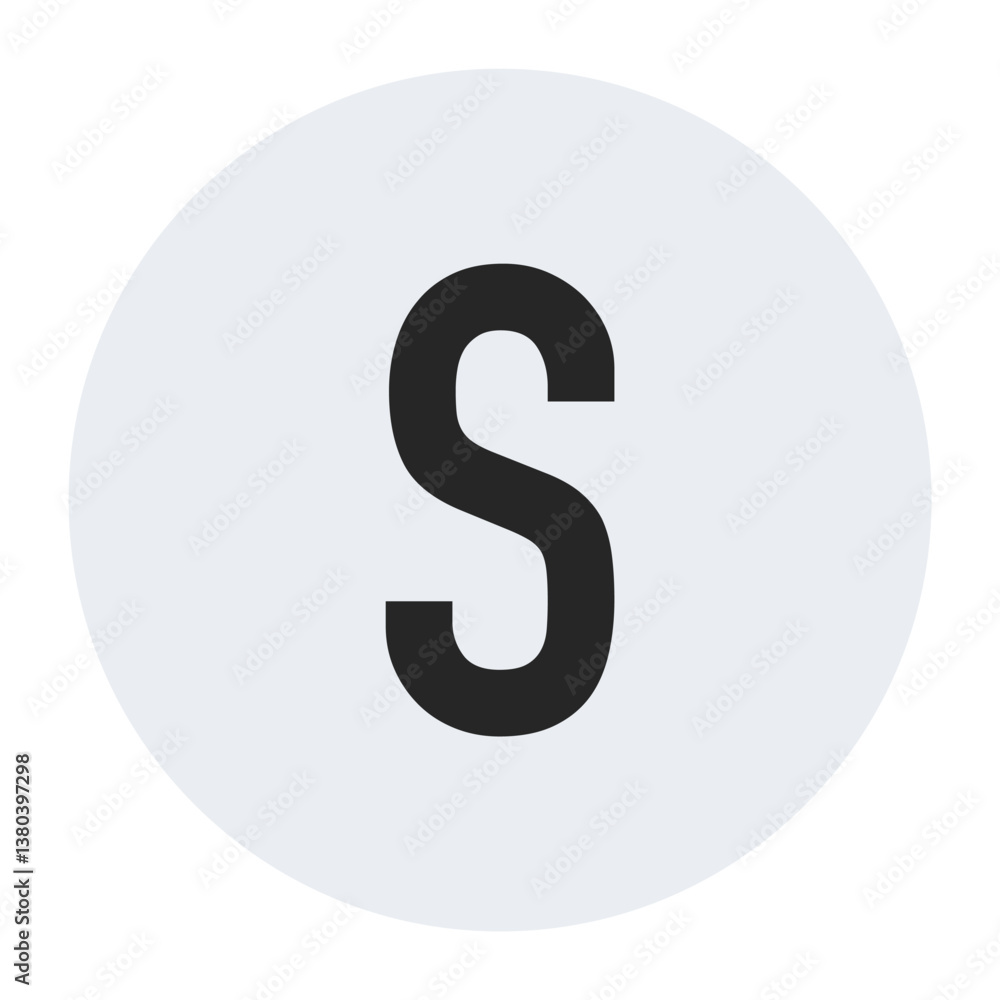 A clean, modern vector featuring the letter S in bold black typography on a white circular background. Perfect for logos, branding, or design projects. A clean, modern vector featuring the letter S in bold black typography on a white circular background. Perfect for logos, branding, or design projects.