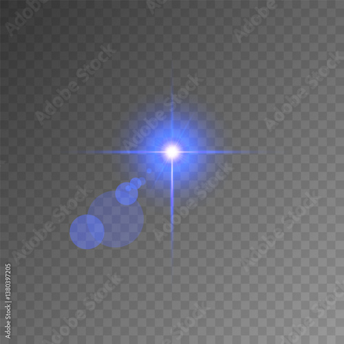 Lens Flare, light glow effect. sun or realistic shining star with backlight effect. bokeh glitter and sparkles or sparkles on transparent background.