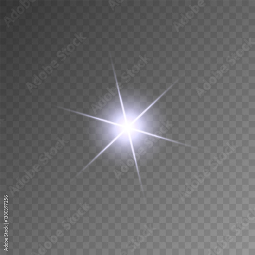 Lens Flare, light glow effect. sun or realistic shining star with backlight effect. bokeh glitter and sparkles or sparkles on transparent background.