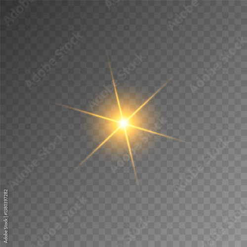 Lens Flare, light glow effect. sun or realistic shining star with backlight effect. bokeh glitter and sparkles or sparkles on transparent background.