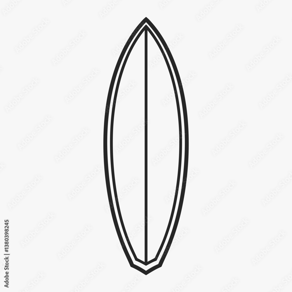 Minimalist line art surfboard illustration emphasizing shape and design Minimalist line art surfboard illustration emphasizing shape and design