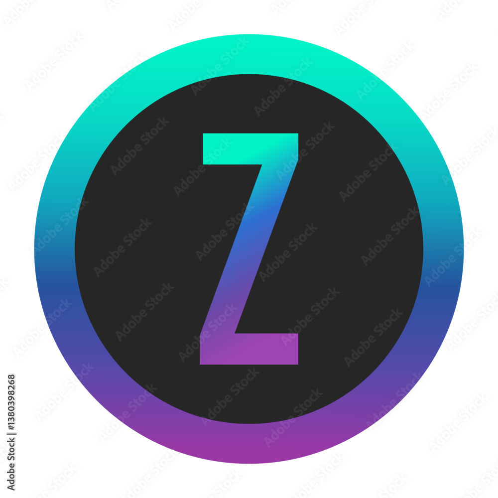 Vibrant letter Z with a gradient effect, framed by a gradient circular border. A creative design element for logos, posters, and digital media. Vibrant letter Z with a gradient effect, framed by a gradient circular border. A creative design element for logos, posters, and digital media.