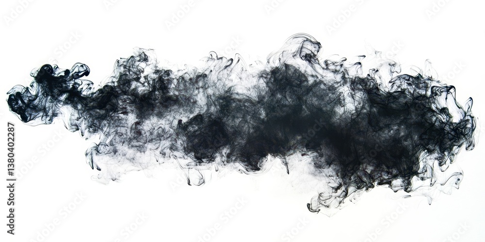 Fototapeta premium Creative Black Ink Cloud with Grunge Edges on White Background