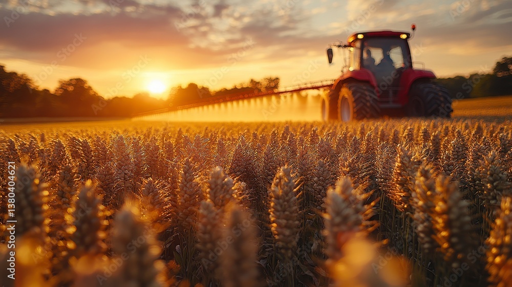 Fototapeta premium Field harvesting; tractor