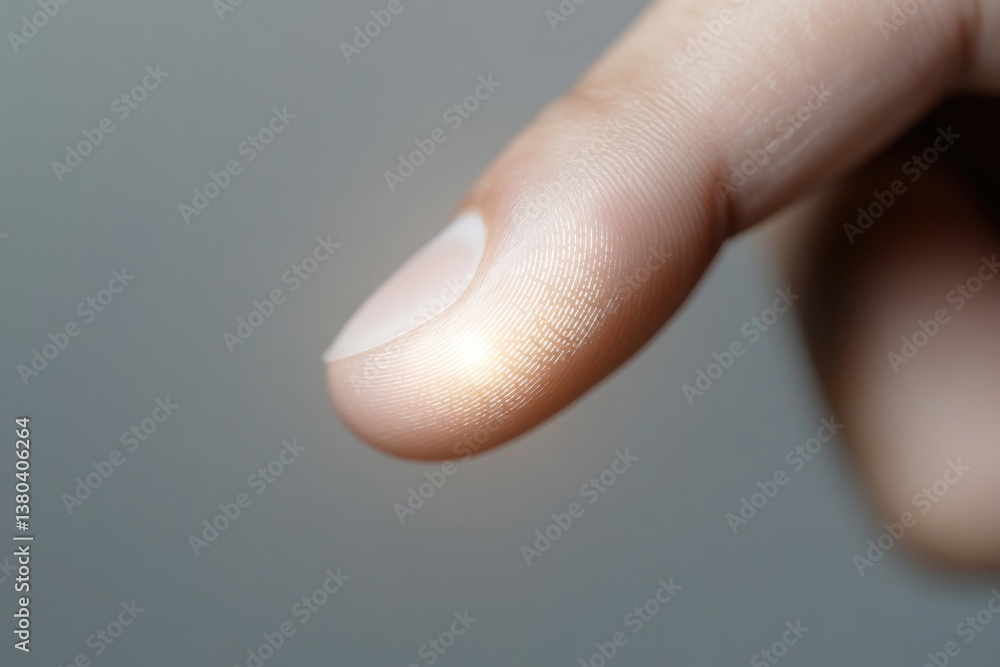 Delicate fingertip illuminated by soft light, capturing intricat Delicate fingertip illuminated by soft light, capturing intricat