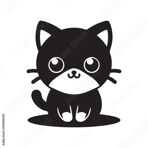 cute cat silhouette vector art illustration
