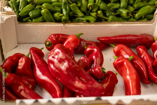 red peppers at a neighborhood fruit shop