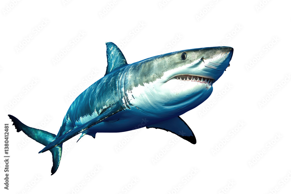 Naklejka premium Majestic Great White on transparent background