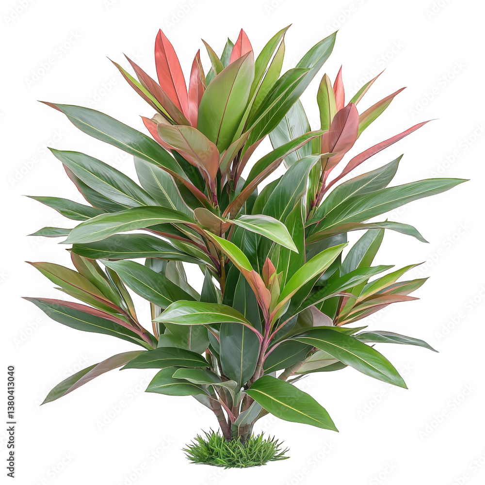 Fototapeta premium A plant with striking red and green leaves displayed on a transparent background for home decor inspiration