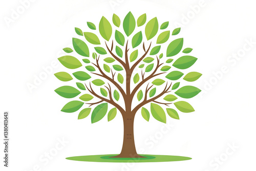 stylized tree illustration with vibrant green leaves and brown trunk for eco campaigns, conservation projects, and educational materials
