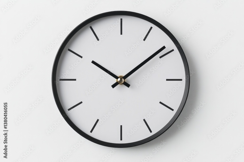 Minimalist clock design featuring sleek black frame and clean wh Minimalist clock design featuring sleek black frame and clean wh