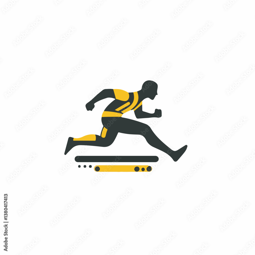 Fototapeta premium Athlete silhouette sprints vigorously in minimalist sporty scene design