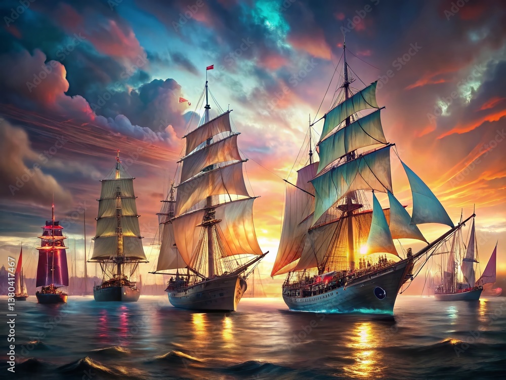 Obraz premium Majestic Tall Ships at Aalborg 2022: Rule of Thirds Composition