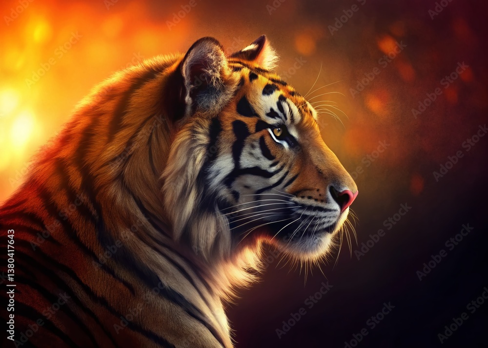 Majestic Tiger Side Profile Silhouette: Macro Photography Emblem Design Majestic Tiger Side Profile Silhouette: Macro Photography Emblem Design