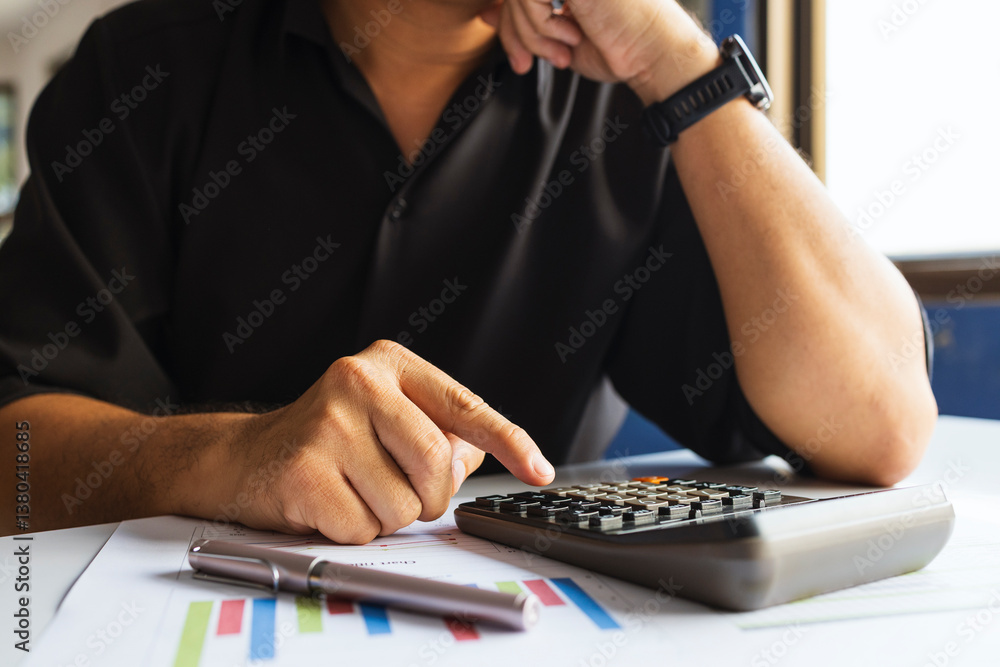 Fototapeta premium Business Planning and Financial Growth Concept with Charts and Calculator