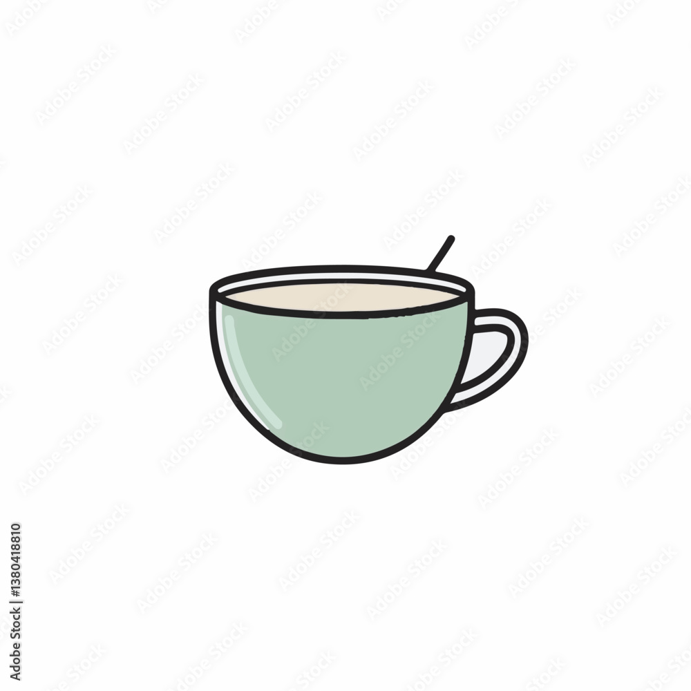 Green mug presents beverage indoors minimal simple design Green mug presents beverage indoors minimal simple design