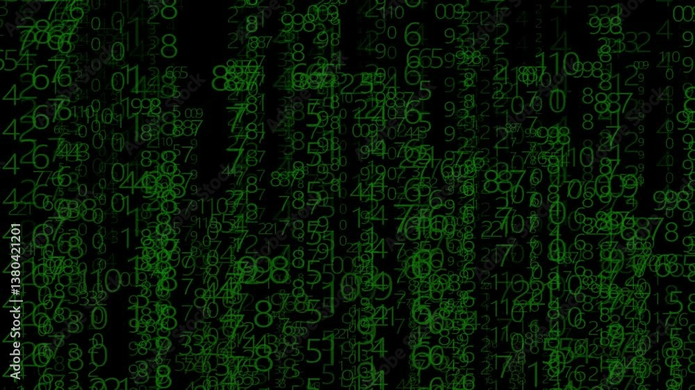 Matrix-style green digital numbers flowing across a screen Matrix-style green digital numbers flowing across a screen