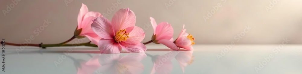 Simple isolated flower with subtle reflections, simple, reflection Simple isolated flower with subtle reflections, simple, reflection