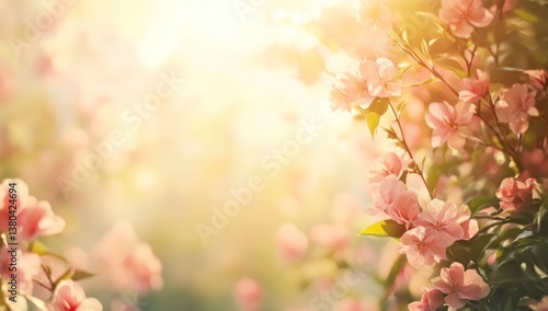 Blooming Pink Flowers in Sunlight Creating a Soft and Dreamy Atmosphere