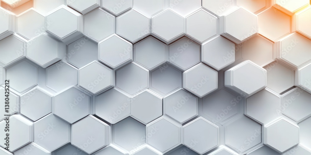 Naklejka premium Geometric Honeycomb Pattern Abstract Background Soft White Technology Design