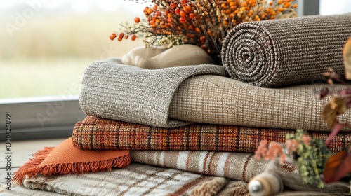 Wallpaper Mural Cozy textiles display in a sunlit room home decor warm environment close-up Torontodigital.ca