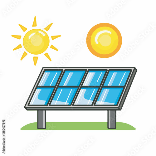 Solar panel produces energy outside utilizing sunlight illustration