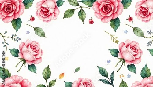 Wallpaper Mural Delicate watercolor roses & leaves, repeating pattern, seamless pattern, vintage Torontodigital.ca