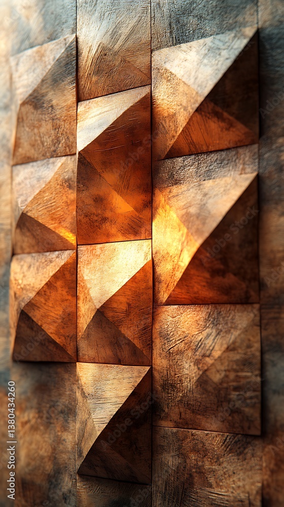 custom made wallpaper toronto digitalAbstract Geometric Art with Textured Triangles and Warm Light Creating Dramatic Shadows