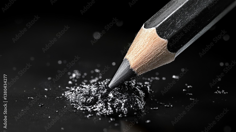 Close-up of pencil tip with fine graphite dust. Close-up of pencil tip with fine graphite dust.