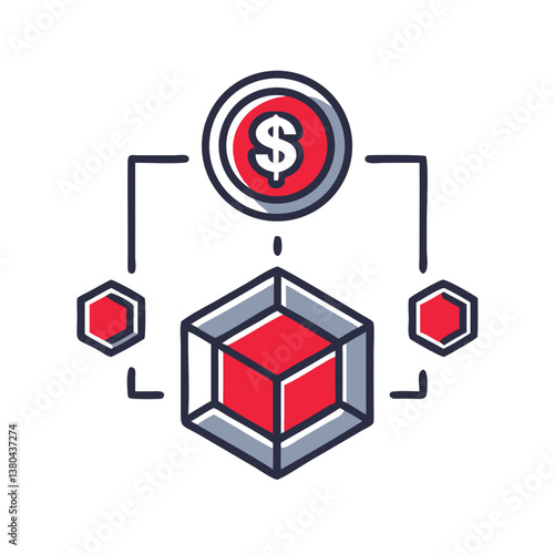 Icon representing financial transactions with currency and currency symbols  