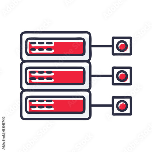 Database Icon Illustration with Red Color Scheme  