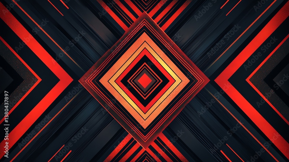 Obraz premium Abstract Diamond Pattern with Red and Gold Gradient Background