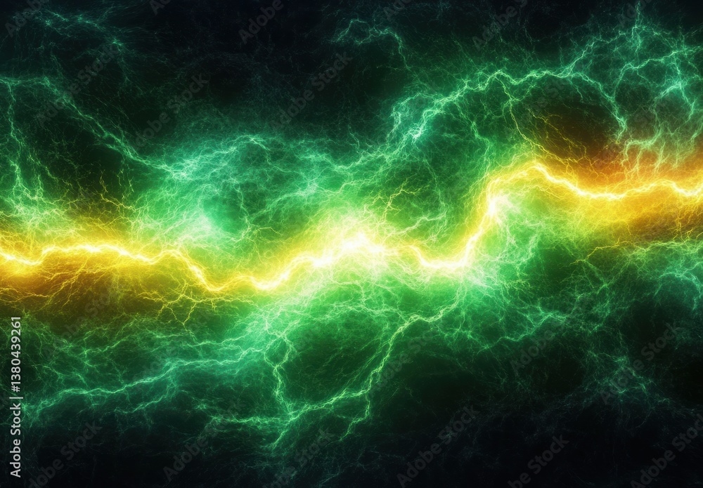 Electric Energy Wave Abstract Lightning Background Fantasy Green Yellow Neon Art Electric Energy Wave Abstract Lightning Background Fantasy Green Yellow Neon Art