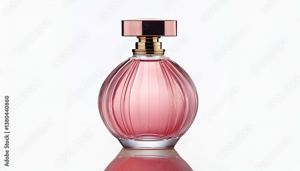 pink glass perfume bottle with an empty label for branding isolated on white background pink glass perfume bottle with an empty label for branding isolated on white background
