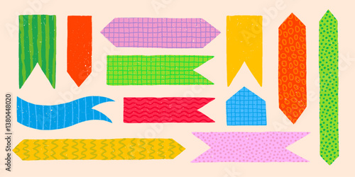 Paper note stickers in various shapes and styles.