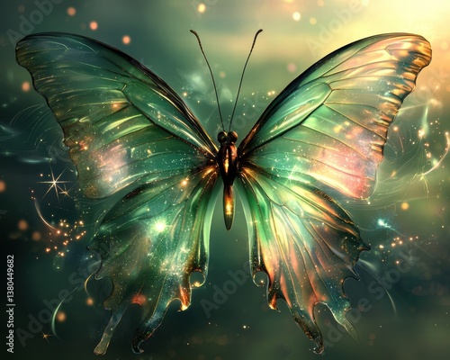 Luminous Butterfly Art: Glittering Wings & Cosmic Glow