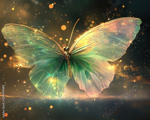 Luminous Butterfly Art: Glittering Wings & Cosmic Glow