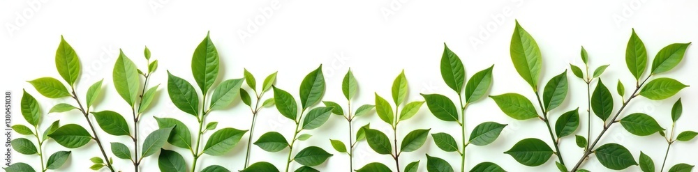 Fototapeta premium Foliage with stems isolated on white background, , natural colors