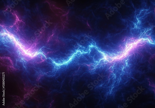 Abstract Electric Blue and Purple Lightning Field Night Background Energy Plasma
