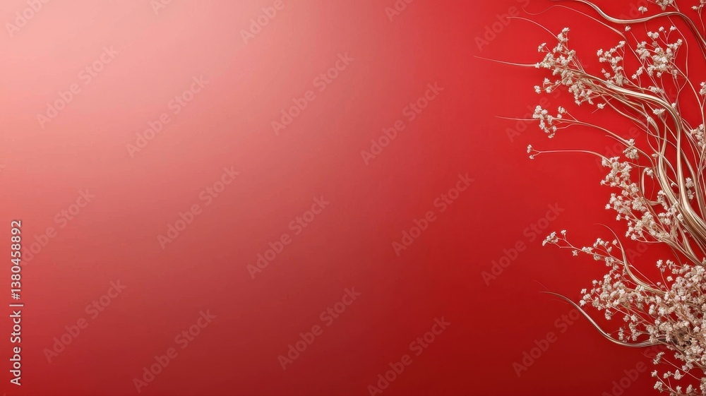 Elegant white flowers on red background, perfect for design or decoration, combining nature and art in harmony. Elegant white flowers on red background, perfect for design or decoration, combining nature and art in harmony.