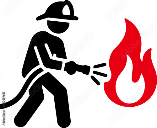 불을 끄는 소방관 아이콘