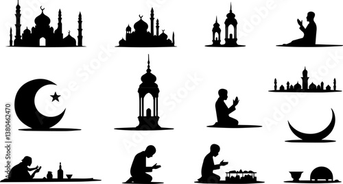 silhouette icon about ramadan , vector illustration