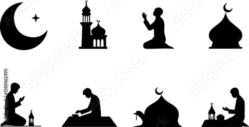 silhouette icon about ramadan , vector illustration
