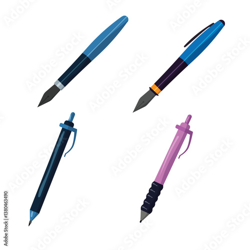 Vector illustration school related stuff pen, pencil