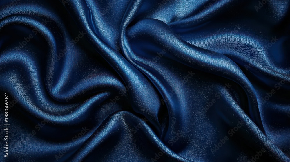 Fototapeta premium Navy Blue Silk Drapery: Luxurious Texture and Deep Color