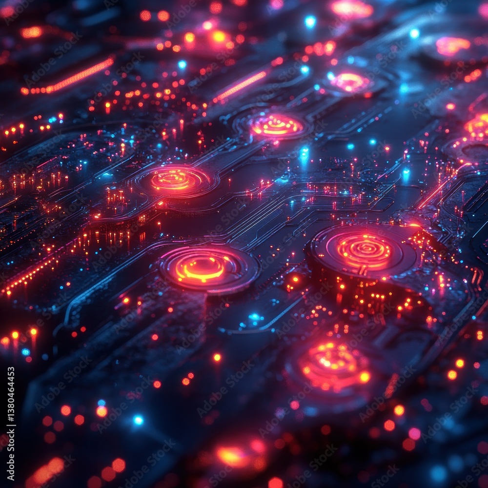Obraz premium Neon Circuitry: A Digital Dreamscape