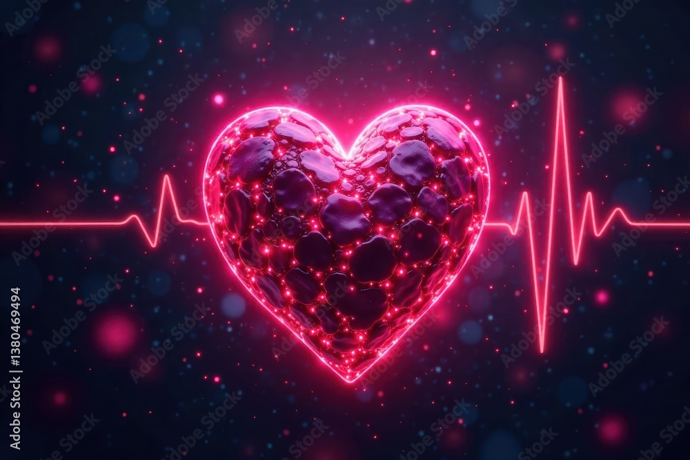A radiant, pulsing heart is composed of digital circuits and wires, emitting vibrant lights, digital, light A radiant, pulsing heart is composed of digital circuits and wires, emitting vibrant lights, digital, light