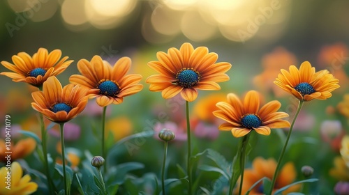 Vibrant Orange Flowers in a Garden