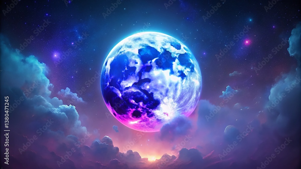 Mystical Full Moon Night: Bokeh Background Stock Photo Mystical Full Moon Night: Bokeh Background Stock Photo