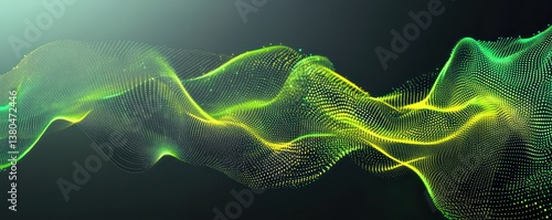 A futuristic abstract design with electric green and bright yellow waves against a gradient black to light gray background